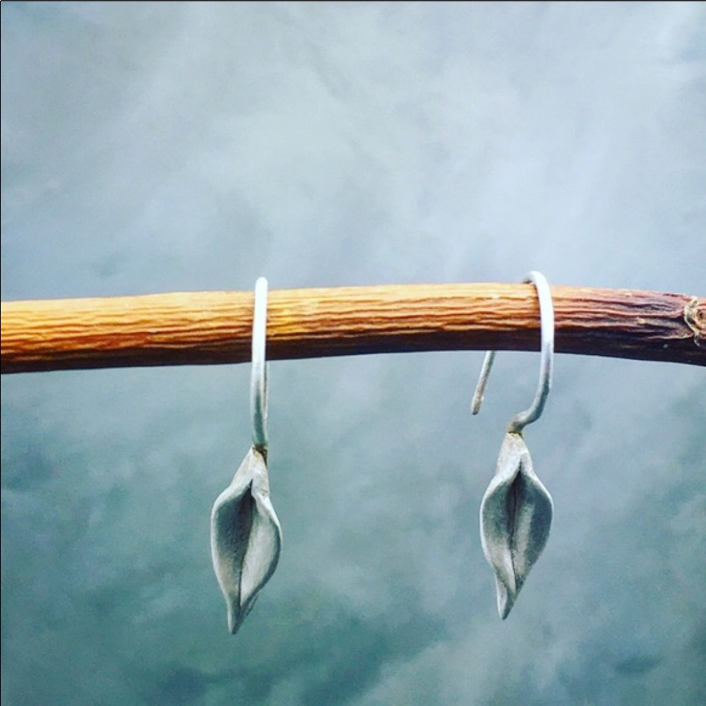 Sterling silver leaf organic shaped leaves - Picture 4 of 6